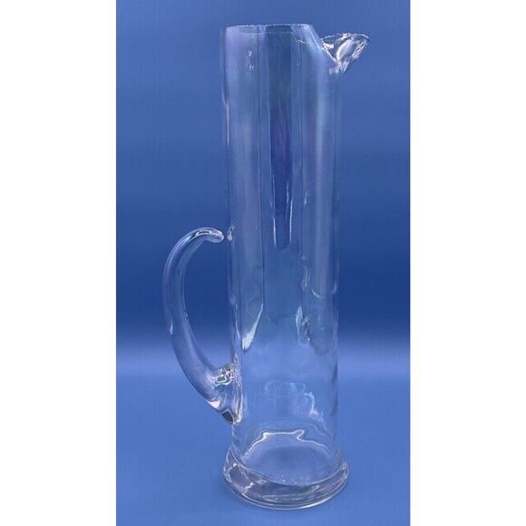 13” West Virginia Glass Draping Pearl Luster Rainbow Iridescent Cocktail Pitcher - Picture 3 of 9